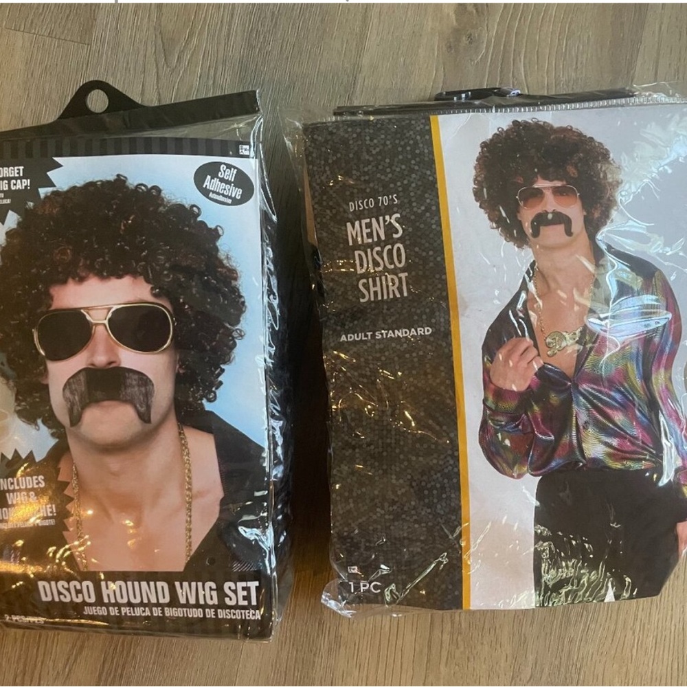 Disco Hound Wig Set and Men's Disco Shirt